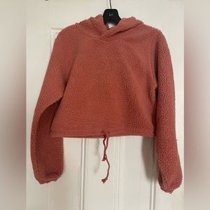 Burnt Orange cropped teddy hoodie size small